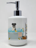 Smooth Fox Terrier in Bathtub Ceramic Soap Dispenser Hand Soap Dispenser Pump Bottles for Bathroom Kitchen, Empty Refillable Liq