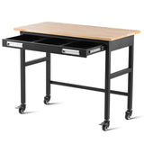 VEVOR 48 Workbench on Wheels Wood Top Work Table with Drawer Organizer 1500 lbs