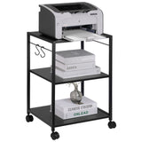 VEVOR Printer Stand, Height Adjustable 3 Tier Printer Stand, Printer Cart with Storage Shelves and Hooks for Printer, Scanner, F