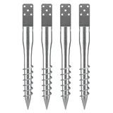 VEVOR No Dig Ground Anchor, 4 Pack 3.94 x 2.76 x 27.56 in DIY Screw in Post Stake, Includes 6 Lag Bolts & a Rebar, U-Shape Heavy
