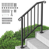 VEVOR 2-3 Step Handrails for Outdoor for Seniors Porch Deck Black Retro Arch