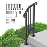 VEVOR 1-2 Step Handrails for Outdoor for Seniors Porch Deck Retro Arch Black