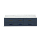 Blue Double Bath Vanity 72 in. W x 22 in. D, with Carrara Marble Top