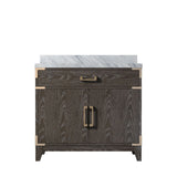 Brown Oak Single Bath Vanity 36 in. W x 22 in. D, with Carrara Marble Top