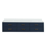 Blue Double Bath Vanity 80 in. W x 22 in. D, with White Quartz Top