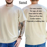 "Get Roosters and Bull to See Gender" Funny T-Shirt – Sarcastic Farmyard Humor Men's Unisex Graphic Tee