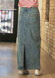 Donna Classic Wash Maxi Denim Skirt