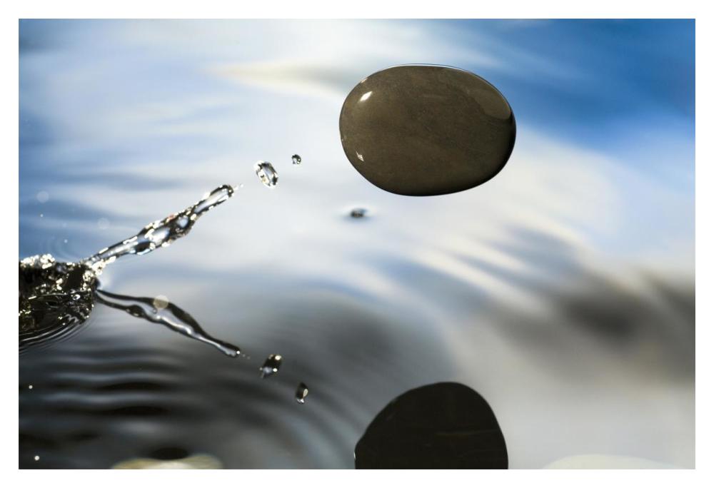 A Rock Skipping Across The Water'S Surface-Paper Art-20,,X14,,