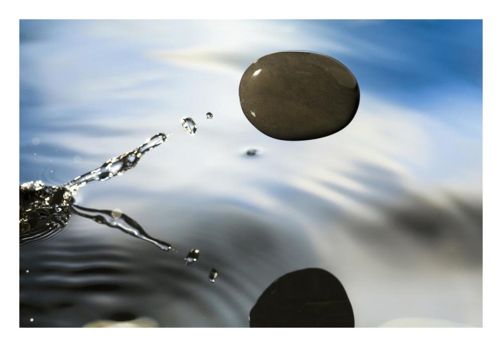 A Rock Skipping Across The Water'S Surface-Paper Art-26,,X18,,