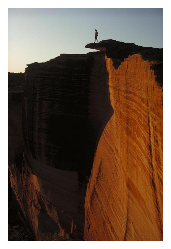 Person Standing Atop The Kings Canyon North Wall, Watarrka National Park, Northern Territory, Australia-Paper Art-22,,X32,,