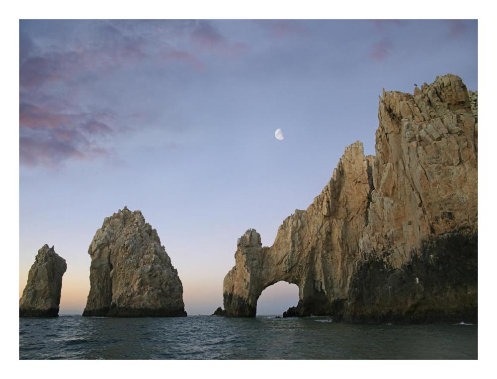 Moon Over El Arco, Cabo San Lucas, Mexico-Paper Art-26,,X20,,