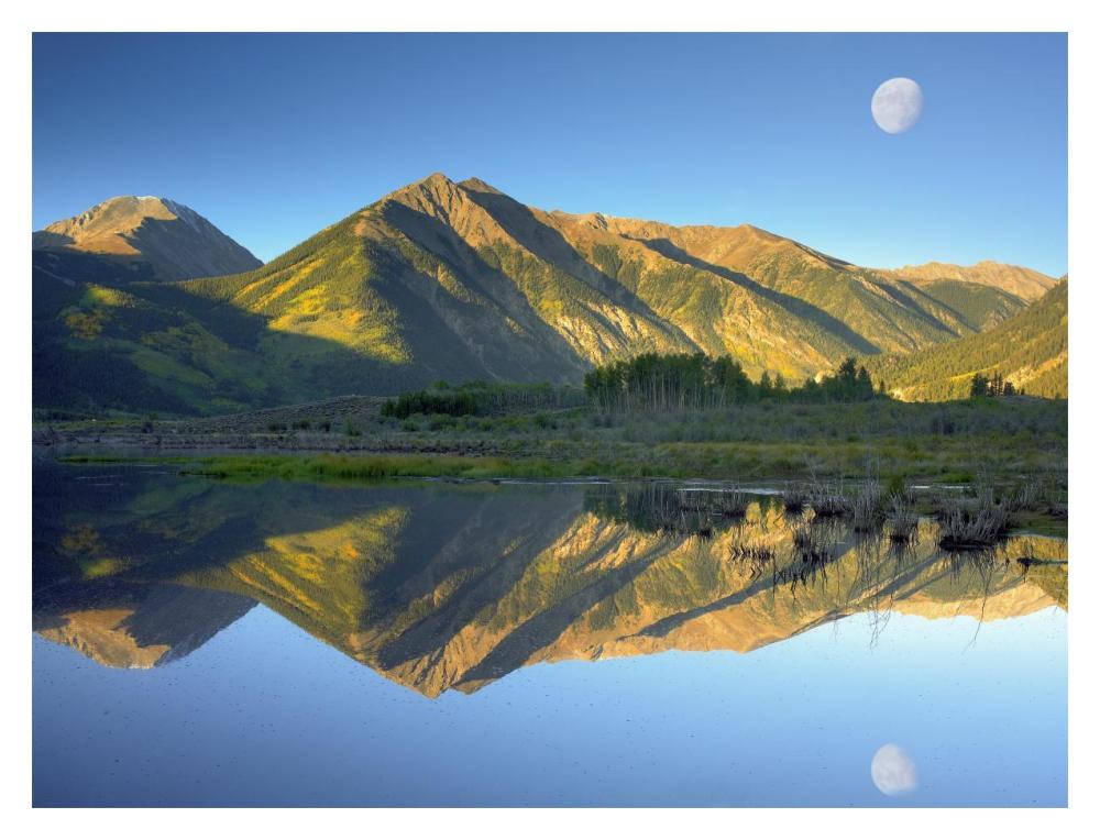 Moon And Twin Peaks Reflected In Lake, Colorado-Paper Art-18,,X14,,