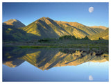 Moon And Twin Peaks Reflected In Lake, Colorado-Paper Art-50,,X38,,