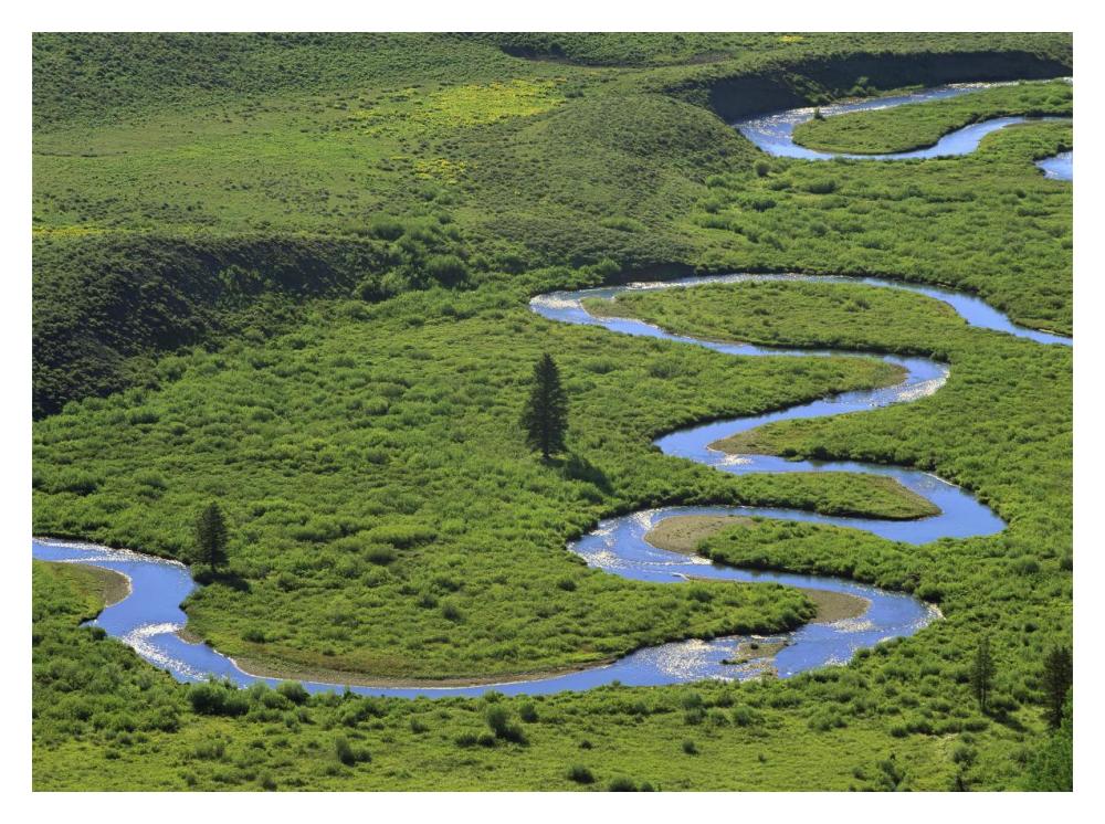 East River Meandering Near Crested Butte, Colorado-Paper Art-18,,X14,,