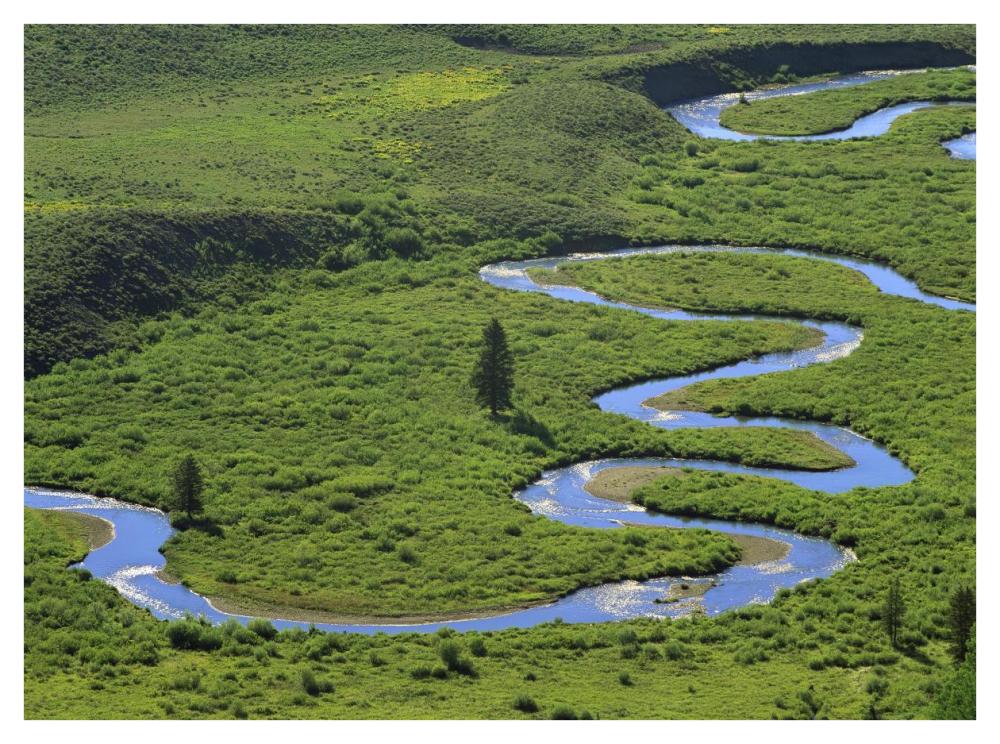 East River Meandering Near Crested Butte, Colorado-Paper Art-42,,X32,,