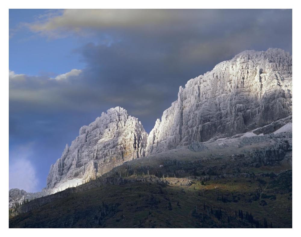 Snow Dusted Mountains, Glacier National Park, Montana-Paper Art-18,,X14,,