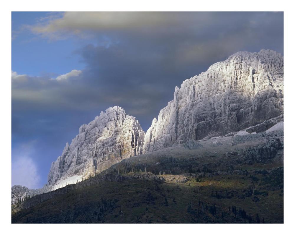 Snow Dusted Mountains, Glacier National Park, Montana-Paper Art-26,,X20,,