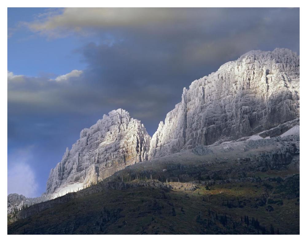 Snow Dusted Mountains, Glacier National Park, Montana-Paper Art-42,,X32,,