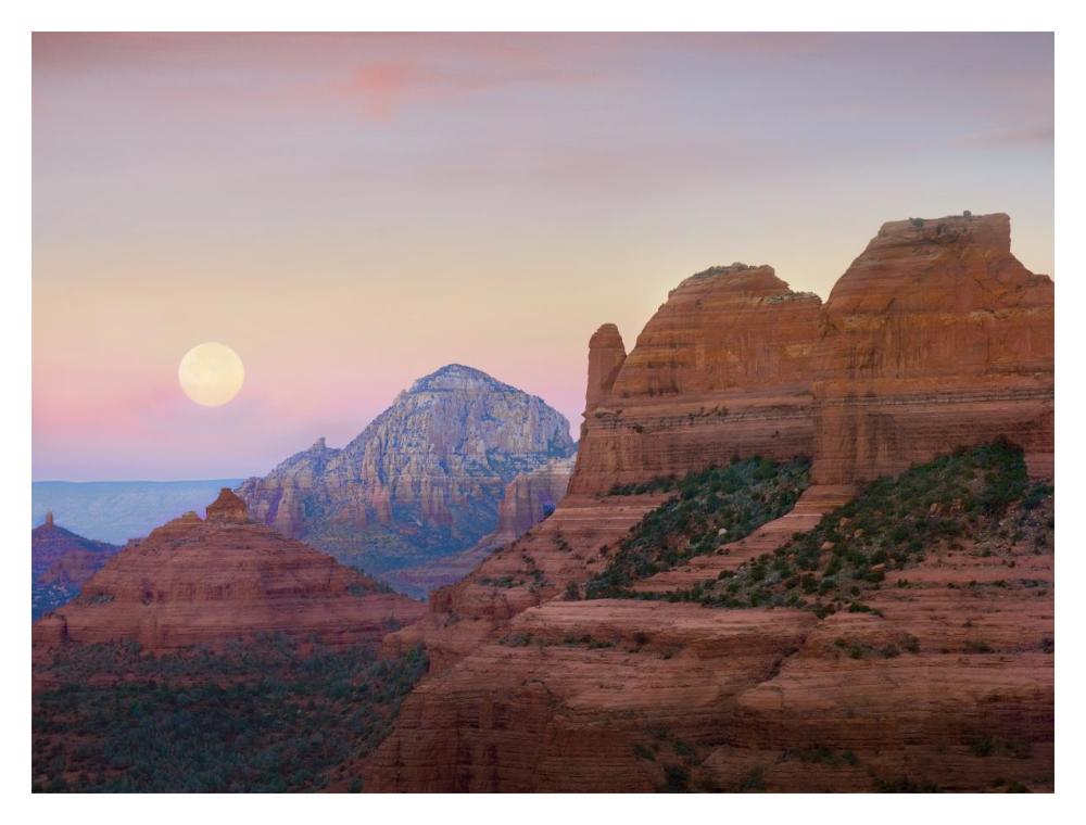 Moon Setting As Seen From Shelby Hill, Sedona, Arizona-Paper Art-18,,X14,,