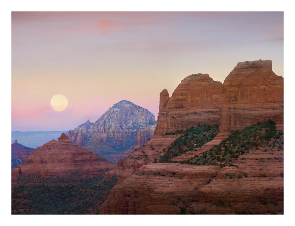 Moon Setting As Seen From Shelby Hill, Sedona, Arizona-Paper Art-26,,X20,,