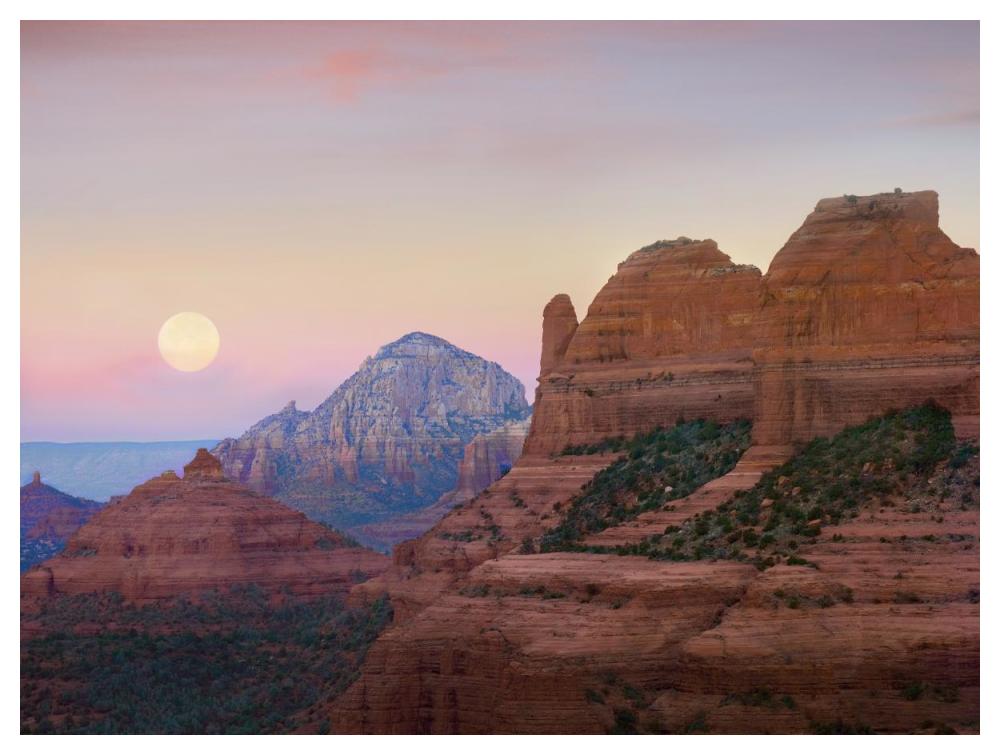 Moon Setting As Seen From Shelby Hill, Sedona, Arizona-Paper Art-50,,X38,,