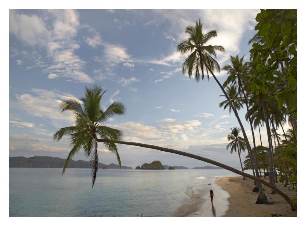 Tourist Walking Along Beach, Tortuga Island, Costa Rica-Paper Art-34,,X26,,