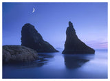 Sea Stacks At Dusk Along Bandon Beach With Rising Moon, Oregon-Paper Art-50,,X38,,