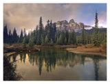 Castle Mountain And Boreal Forest Reflected In Lake, Alberta, Canada-Paper Art-18,,X14,,