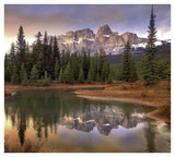 Castle Mountain And Boreal Forest Reflected In Lake, Banff National Park, Alberta-Paper Art-42,,X37.6,,