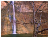 Calf Creek Falls Cascading Down Sandstone Cliff With Desert Varnish, Escalante National Monument, Utah-Paper Art-42,,X32,,