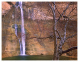 Calf Creek Falls Cascading Down Sandstone Cliff With Desert Varnish, Escalante National Monument, Utah-Paper Art-50,,X38,,