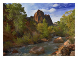 Mt Spry At 5,823 Foot Elevation With The Virgin River Surrounded By Cottonwood Trees, Zion National Park, Utah-Paper Art-26,,X20