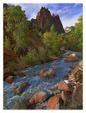 Mt Spry At 5,823 Foot Elevation With The Virgin River Surrounded By Cottonwood Trees, Zion National Park, Utah-Paper Art-14,,X18