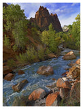Mt Spry At 5,823 Foot Elevation With The Virgin River Surrounded By Cottonwood Trees, Zion National Park, Utah-Paper Art-32,,X42