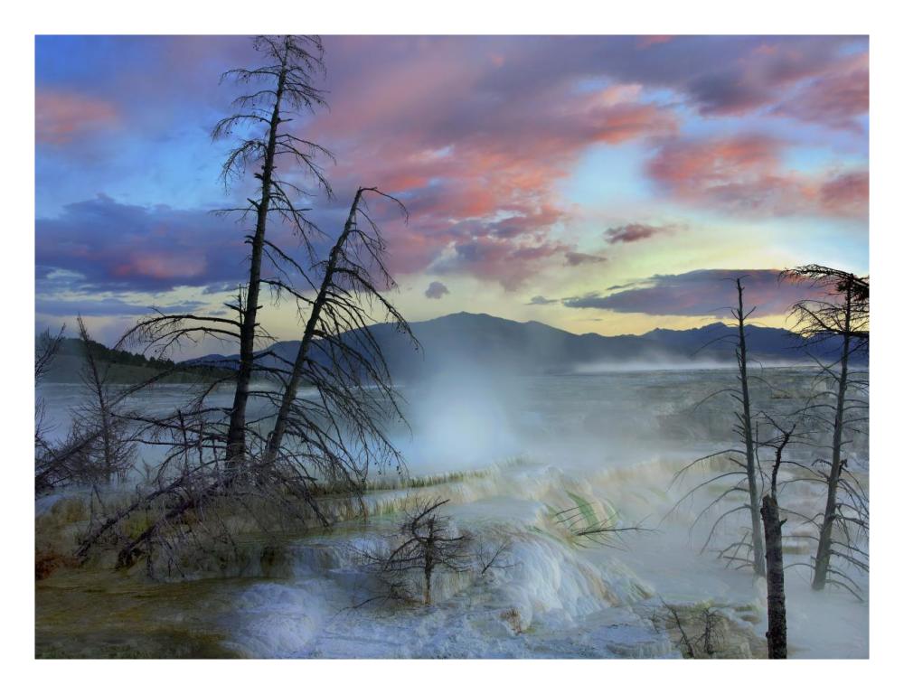 Steam Rising From Travertine Formations, Minerva Terrace, Mammoth Hot Springs, Yellowstone National Park, Wyoming-Paper Art-26,,