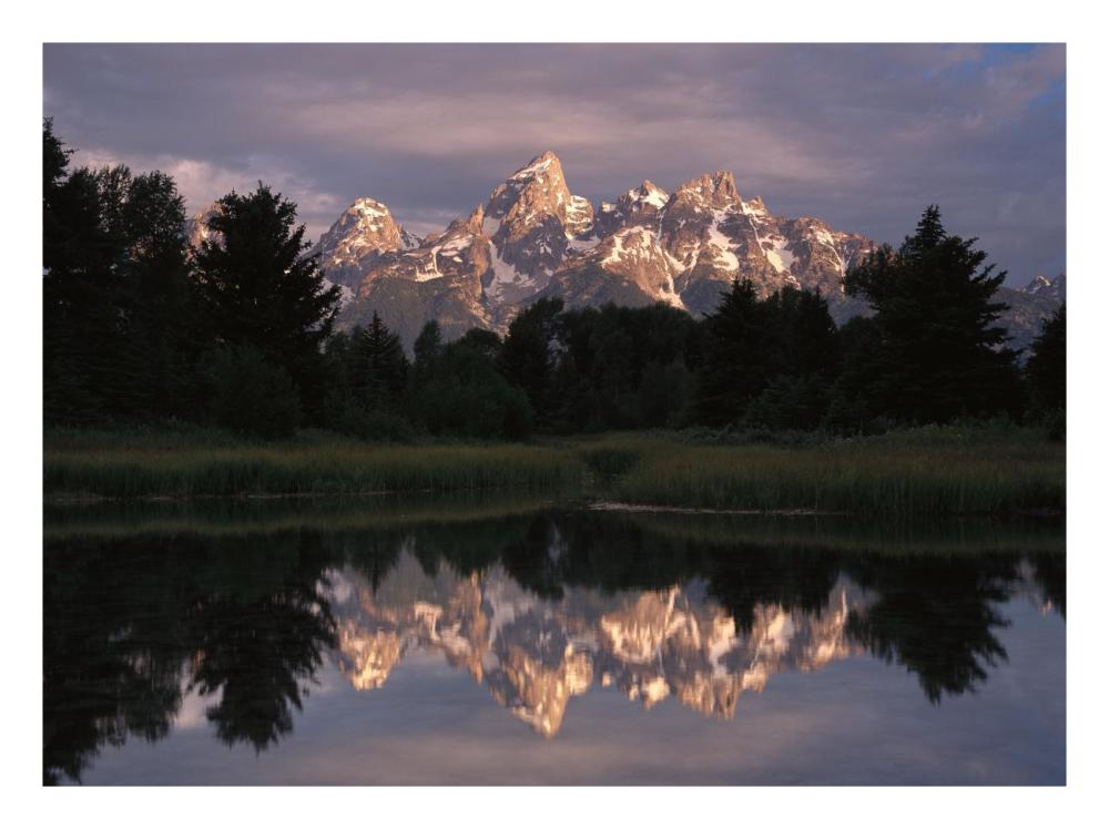 Grand Teton Range And Cloudy Sky At Schwabacher Landing, Reflected In The Water, Grand Teton National Park, Wyoming-Paper Art-26