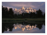 Grand Teton Range And Cloudy Sky At Schwabacher Landing, Reflected In The Water, Grand Teton National Park, Wyoming-Paper Art-26