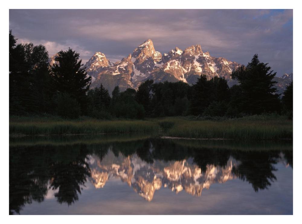 Grand Teton Range And Cloudy Sky At Schwabacher Landing, Reflected In The Water, Grand Teton National Park, Wyoming-Paper Art-34