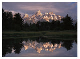 Grand Teton Range And Cloudy Sky At Schwabacher Landing, Reflected In The Water, Grand Teton National Park, Wyoming-Paper Art-34