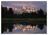 Grand Teton Range And Cloudy Sky At Schwabacher Landing, Reflected In The Water, Grand Teton National Park, Wyoming-Paper Art-42
