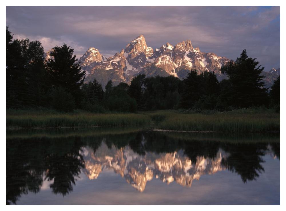 Grand Teton Range And Cloudy Sky At Schwabacher Landing, Reflected In The Water, Grand Teton National Park, Wyoming-Paper Art-50