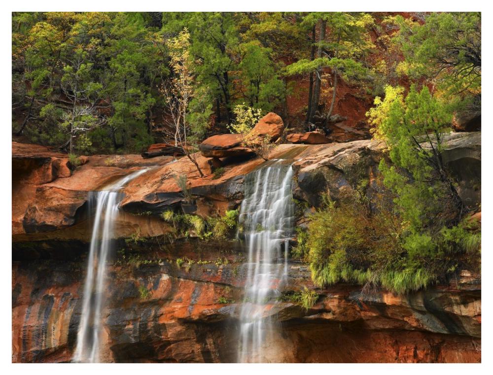 Cascades Tumbling 110 Feet At Emerald Pools, Zion National Park, Utah-Paper Art-42,,X32,,