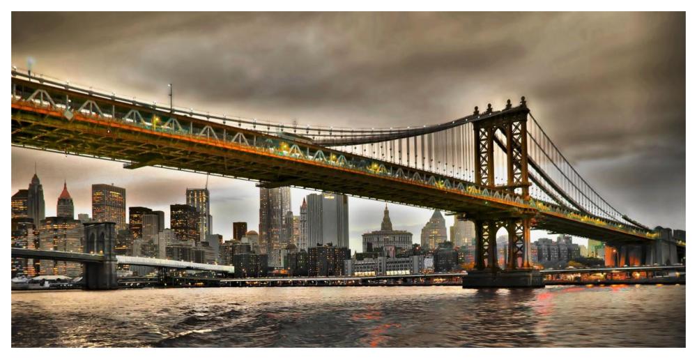 Manhattan Bridge And New York City Skyline, Nyc-Paper Art-62,,X32,,