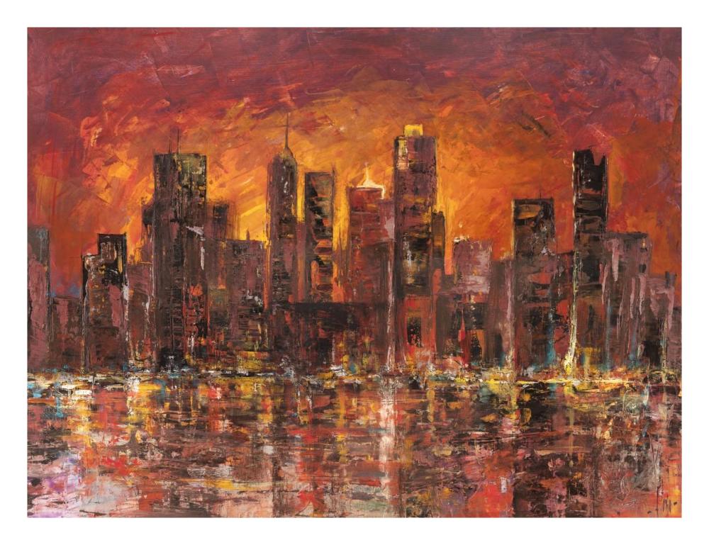 Sunset In New York-Paper Art-26,,X20,,