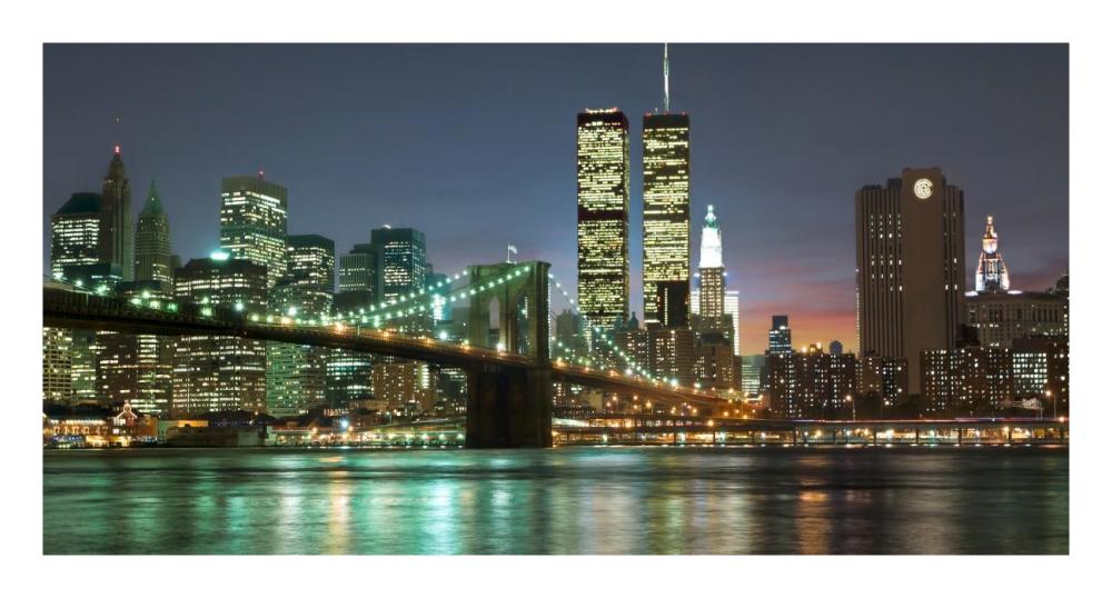 The Brooklyn Bridge And Twin Towers At Night-Paper Art-26,,X14,,