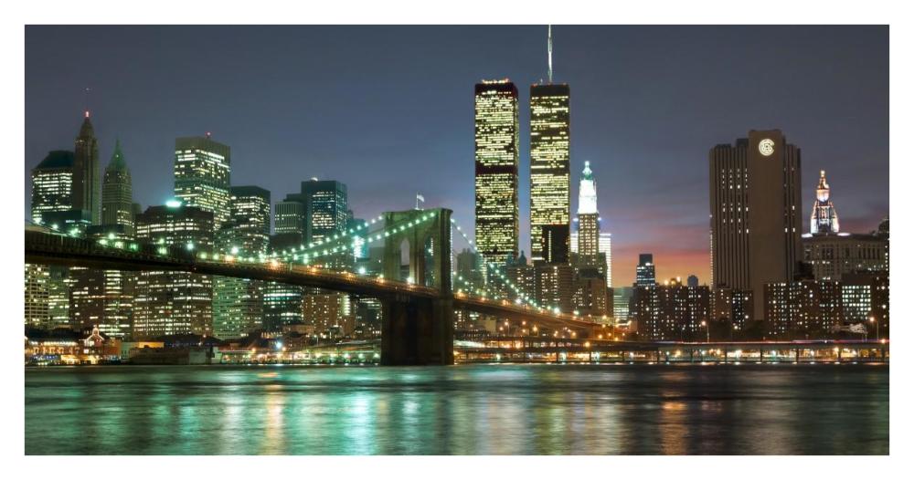 The Brooklyn Bridge And Twin Towers At Night-Paper Art-38,,X20,,