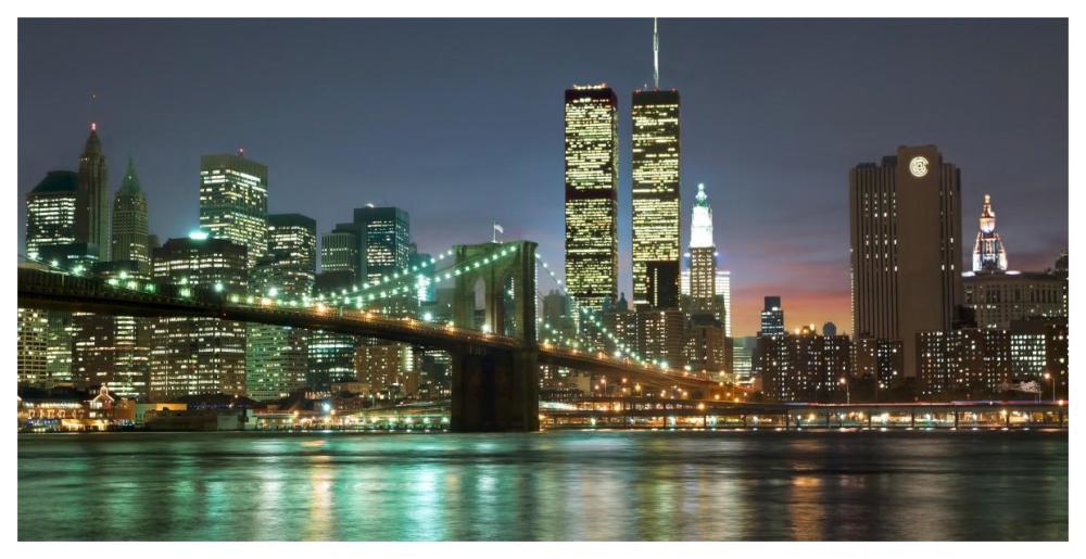The Brooklyn Bridge And Twin Towers At Night-Paper Art-62,,X32,,