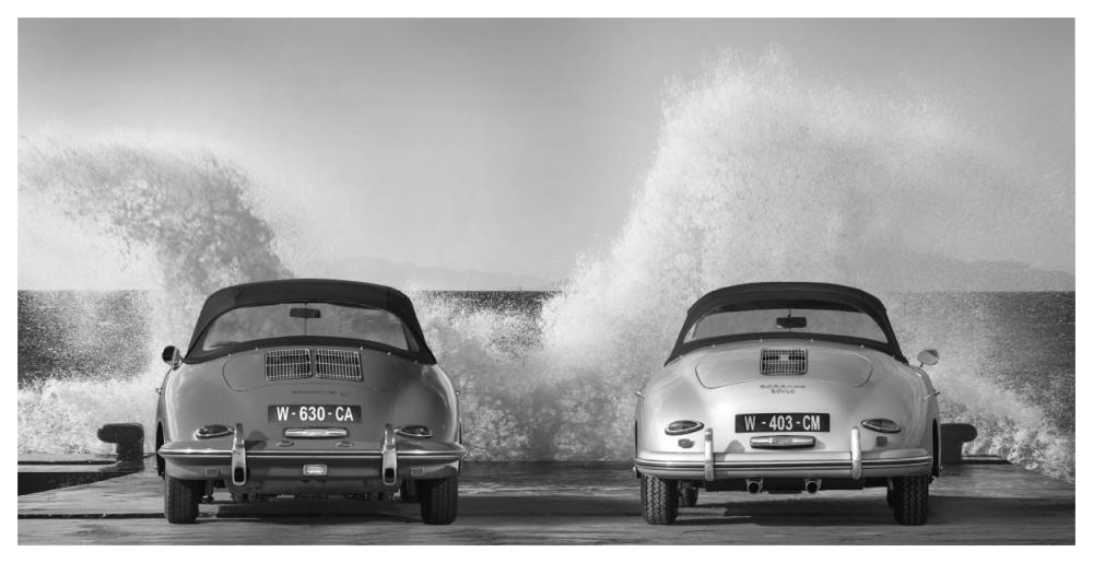 Ocean Waves Breaking On Vintage Beauties (Bw)-Paper Art-62,,X32,,
