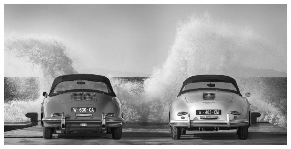 Ocean Waves Breaking On Vintage Beauties (Bw)-Paper Art-74,,X38,,