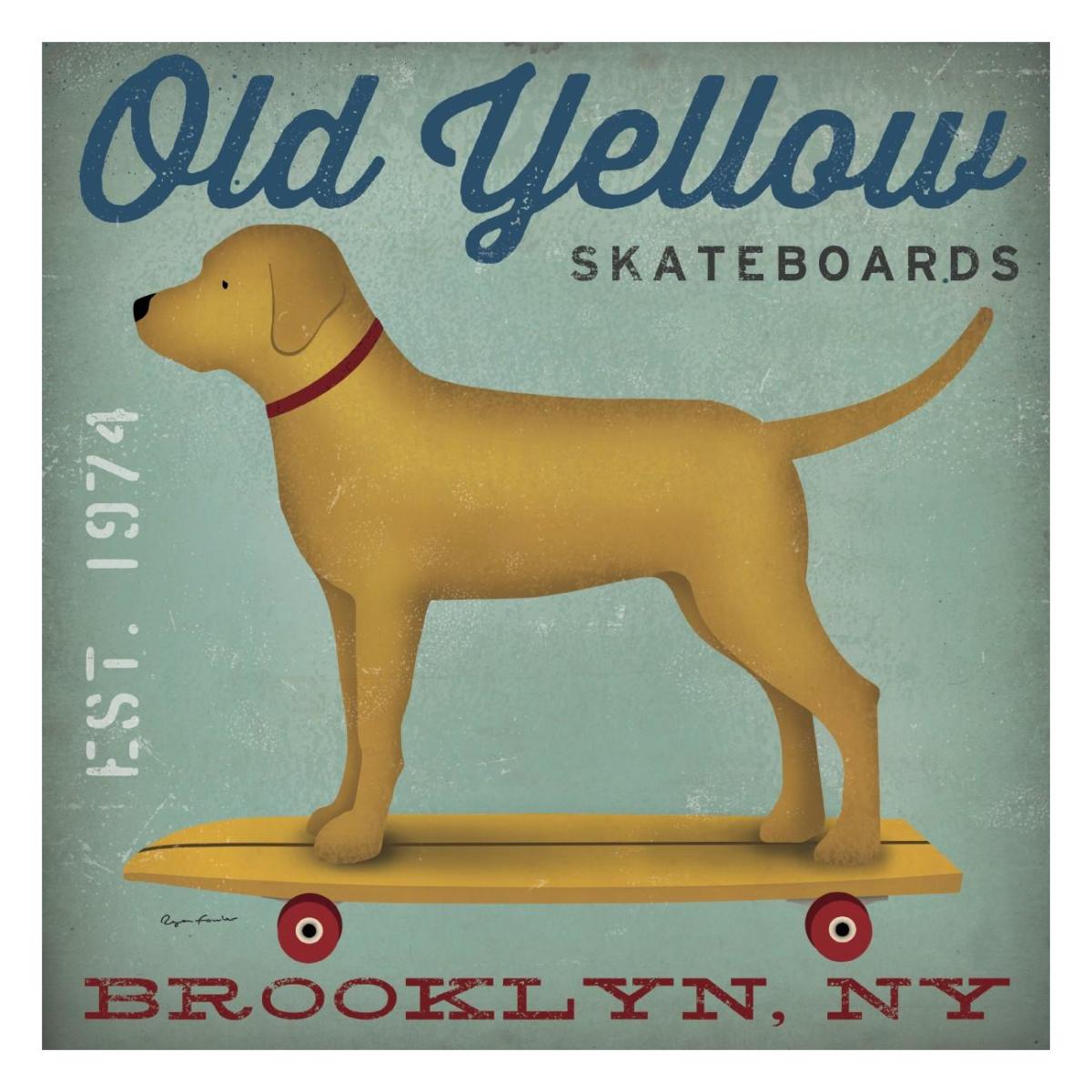 Golden Dog On Skateboard -Paper Art-26X26